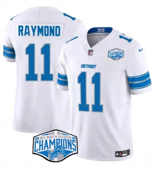 Men%27s Detroit Lions #11 Kalif Raymond White 2024 NFC North Champions F.U.S.E. Vapor Limited Stitched Jersey->detroit lions->NFL Jersey